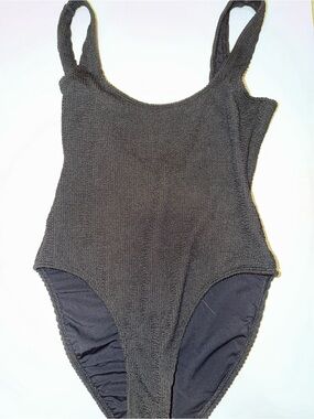 Good American Black Textured One-Piece